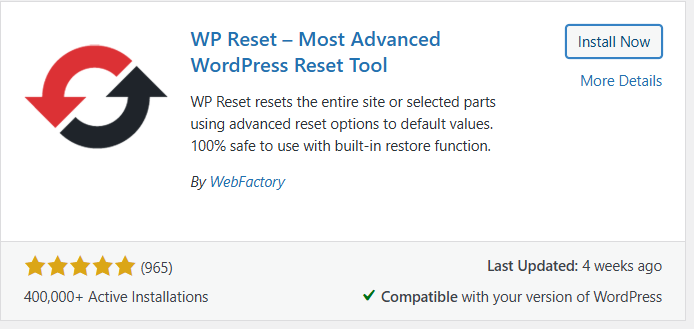 WP Reset Plugin Overview - Modernizing Tech