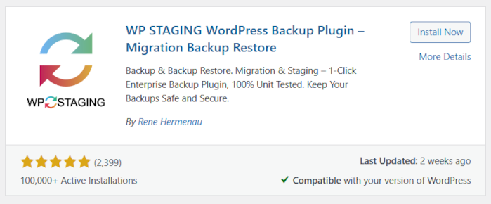 WP Staging Plugin Preview